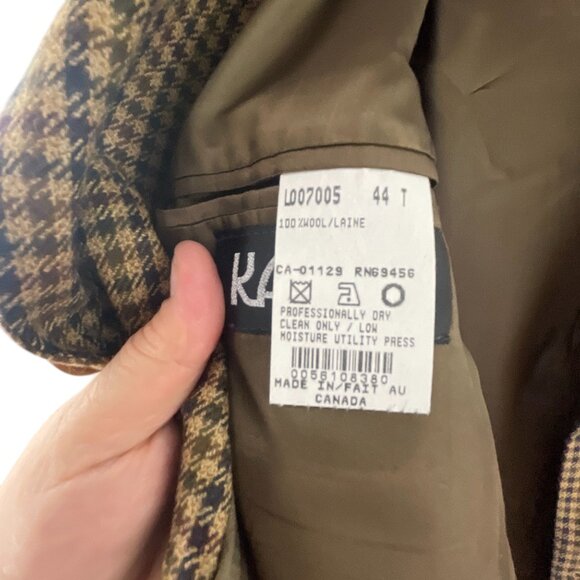 Kasper Men's Houndstooth Wool Blazer Brown 44T Tan Three Button Academia Office - Picture 4 of 8
